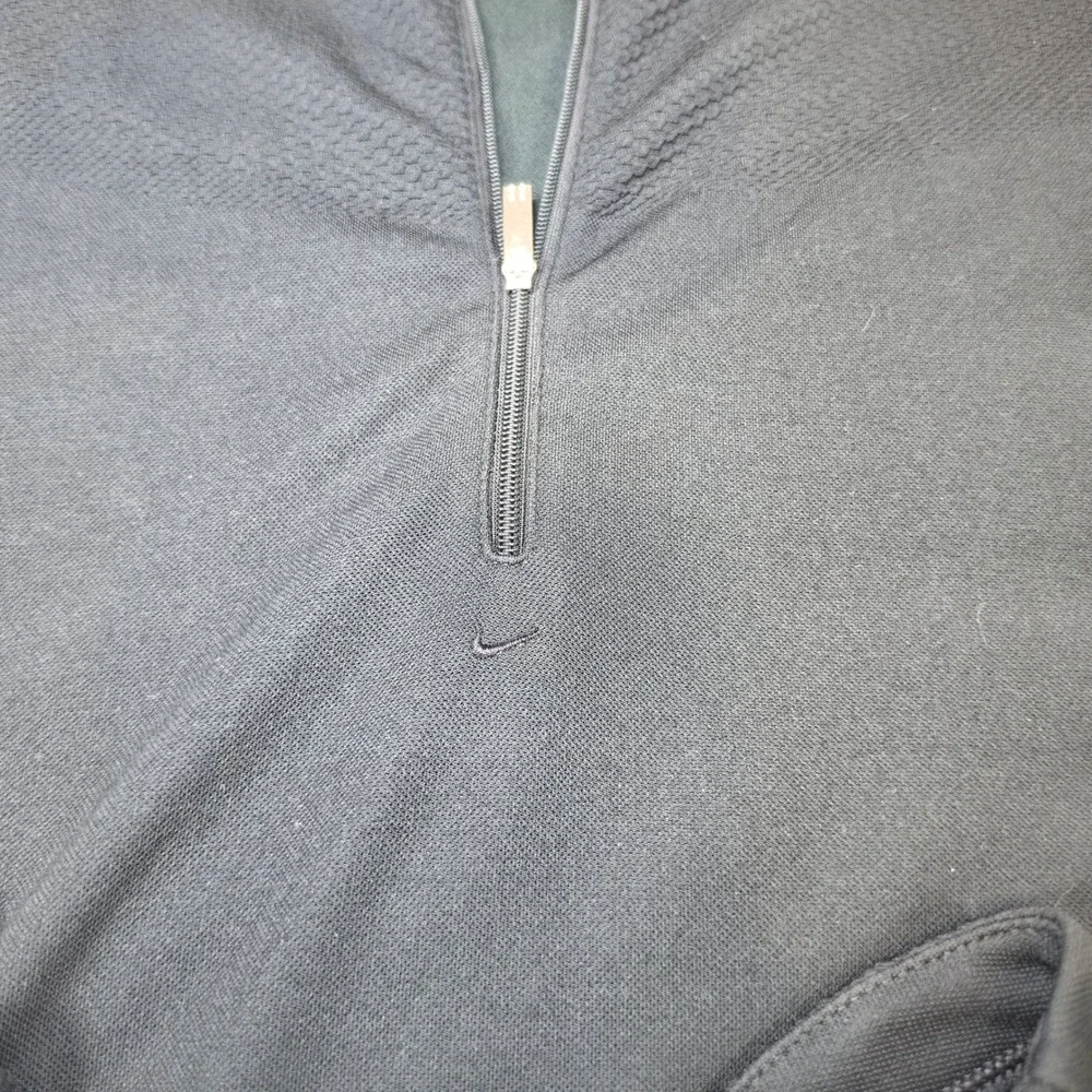 Nike Golf Dri-FIT Quarter Zip Pullover Black Textured Women Large L 802870-010